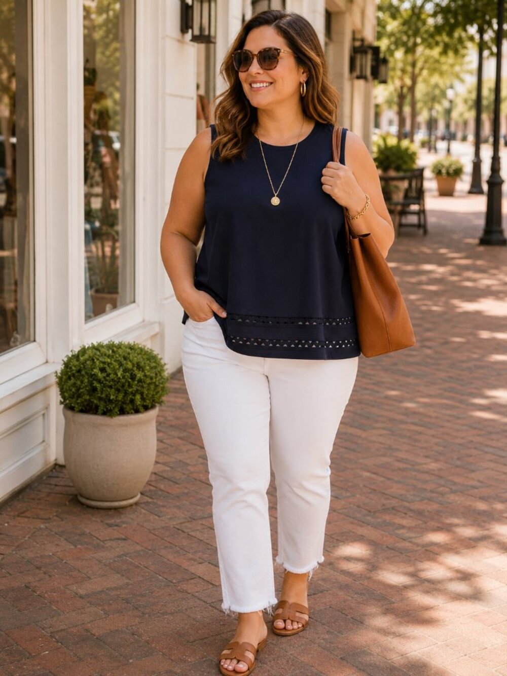Ann Taylor Navy Shell Top – Size XL (Fits Like 16) – Like New